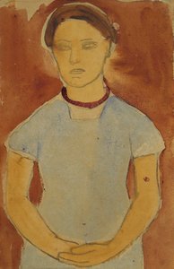 لي هويتجر أمام خلفية زهرة بواسطة بولا مودرسون بيكر